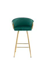 Set of 2 Green Velvet Fabric Foam Bar Stools - Omega Lifestyles