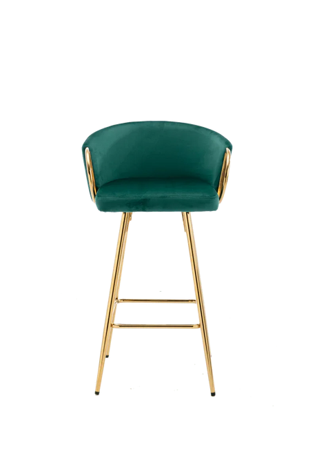 Set of 2 Green Velvet Fabric Foam Bar Stools - Omega Lifestyles