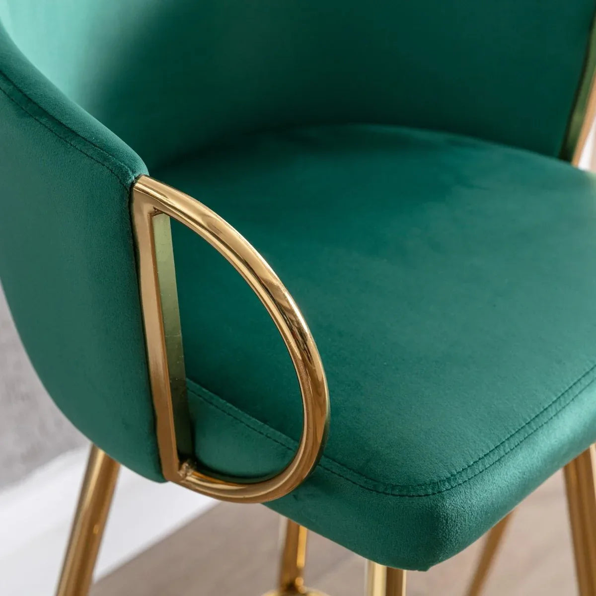 Set of 2 Green Velvet Fabric Foam Bar Stools - Omega Lifestyles