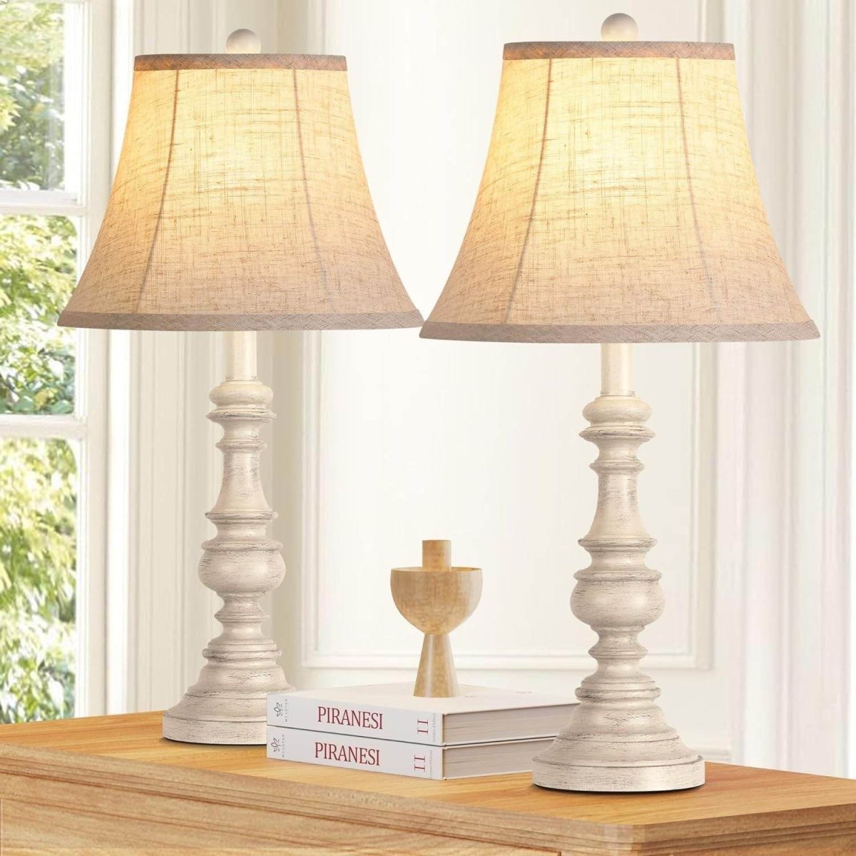 Set Of 2 Rustic Farmhouse Resin Table Lamps - Omega Lifestyles