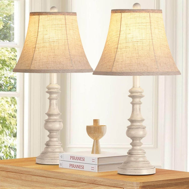 Set Of 2 Rustic Farmhouse Resin Table Lamps - Omega Lifestyles