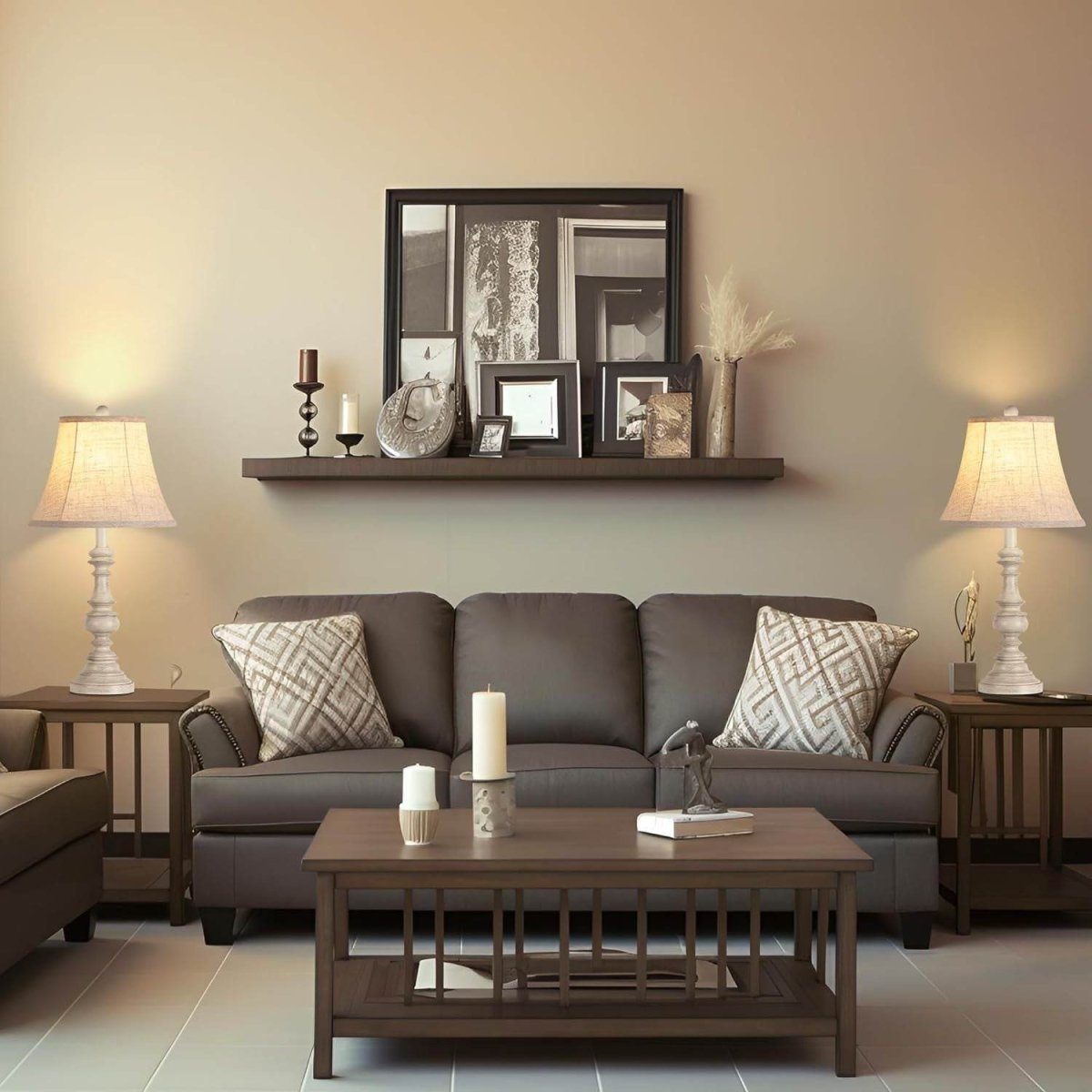 Set Of 2 Rustic Farmhouse Resin Table Lamps - Omega Lifestyles