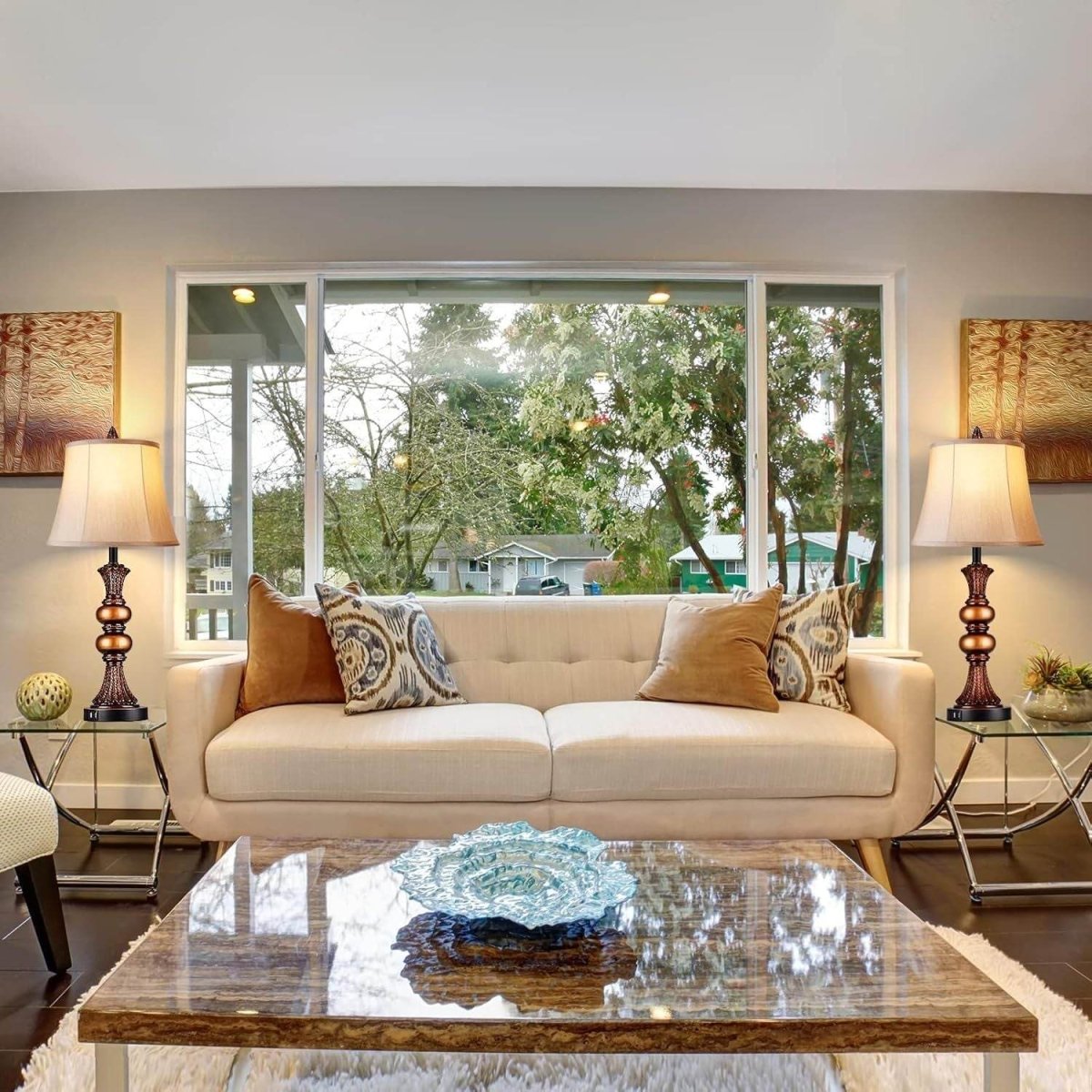 Set of 2 Touch Control Bronze Finish Table Lamps - Omega Lifestyles