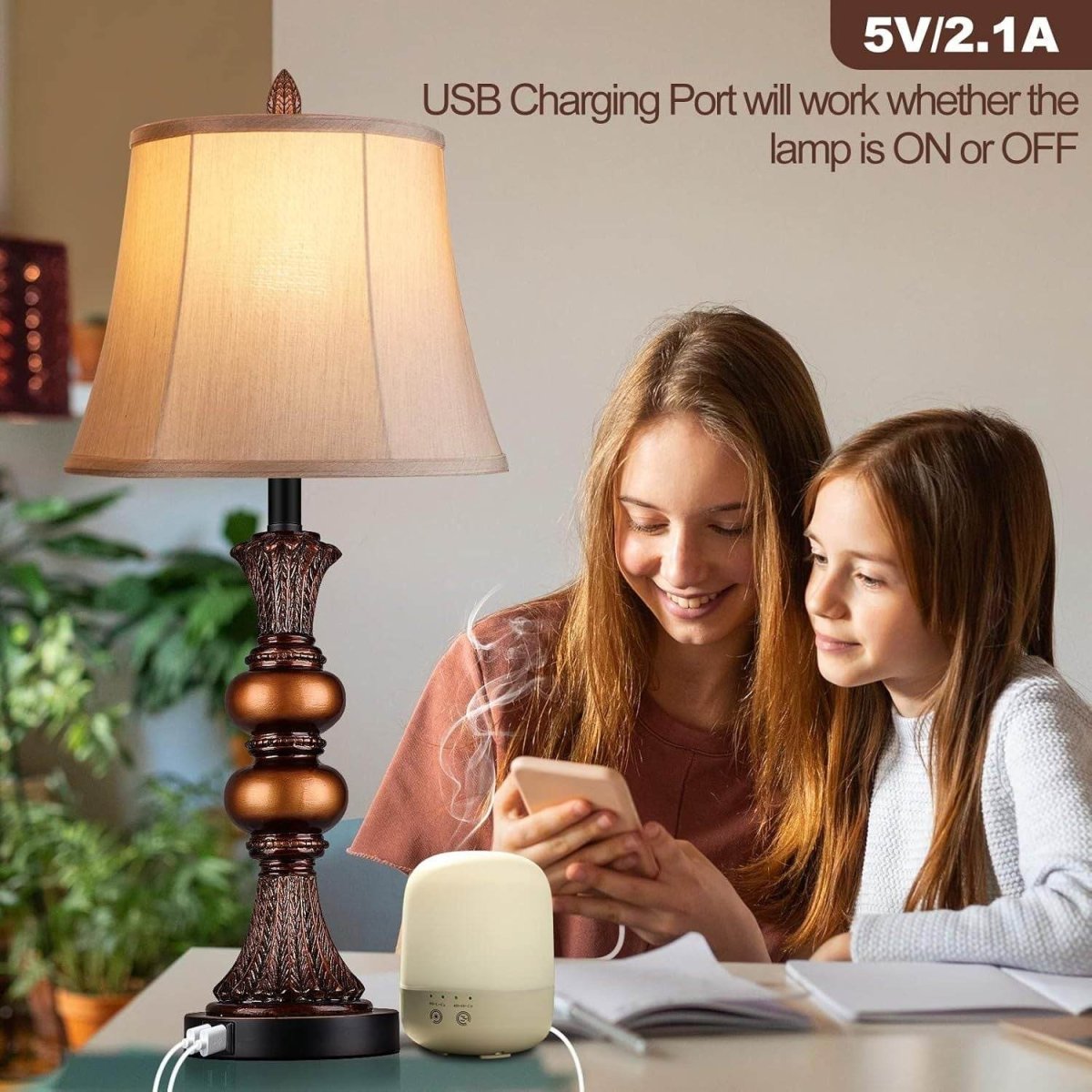 Set of 2 Touch Control Bronze Finish Table Lamps - Omega Lifestyles