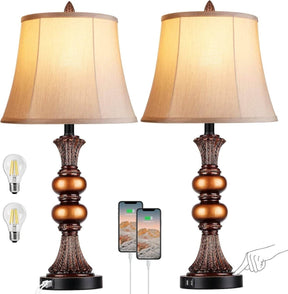 Set of 2 Touch Control Bronze Finish Table Lamps - Omega Lifestyles