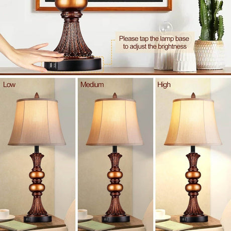 Set of 2 Touch Control Bronze Finish Table Lamps - Omega Lifestyles