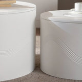 Set Of 2 White Round Modern MDF Coffee Tables With Storage - Omega Lifestyles