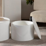 Set Of 2 White Round Modern MDF Coffee Tables With Storage - Omega Lifestyles