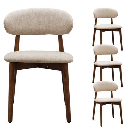Set Of 4 Light Camel Suede Upholstered Dining Chairs - Omega Lifestyles