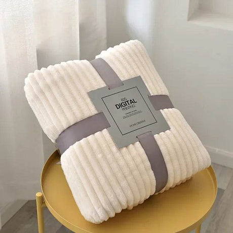 Soft Warm Striped Coral Fleece Blanket - Sleep Galleria