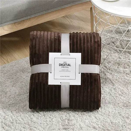 Soft Warm Striped Coral Fleece Blanket - Sleep Galleria