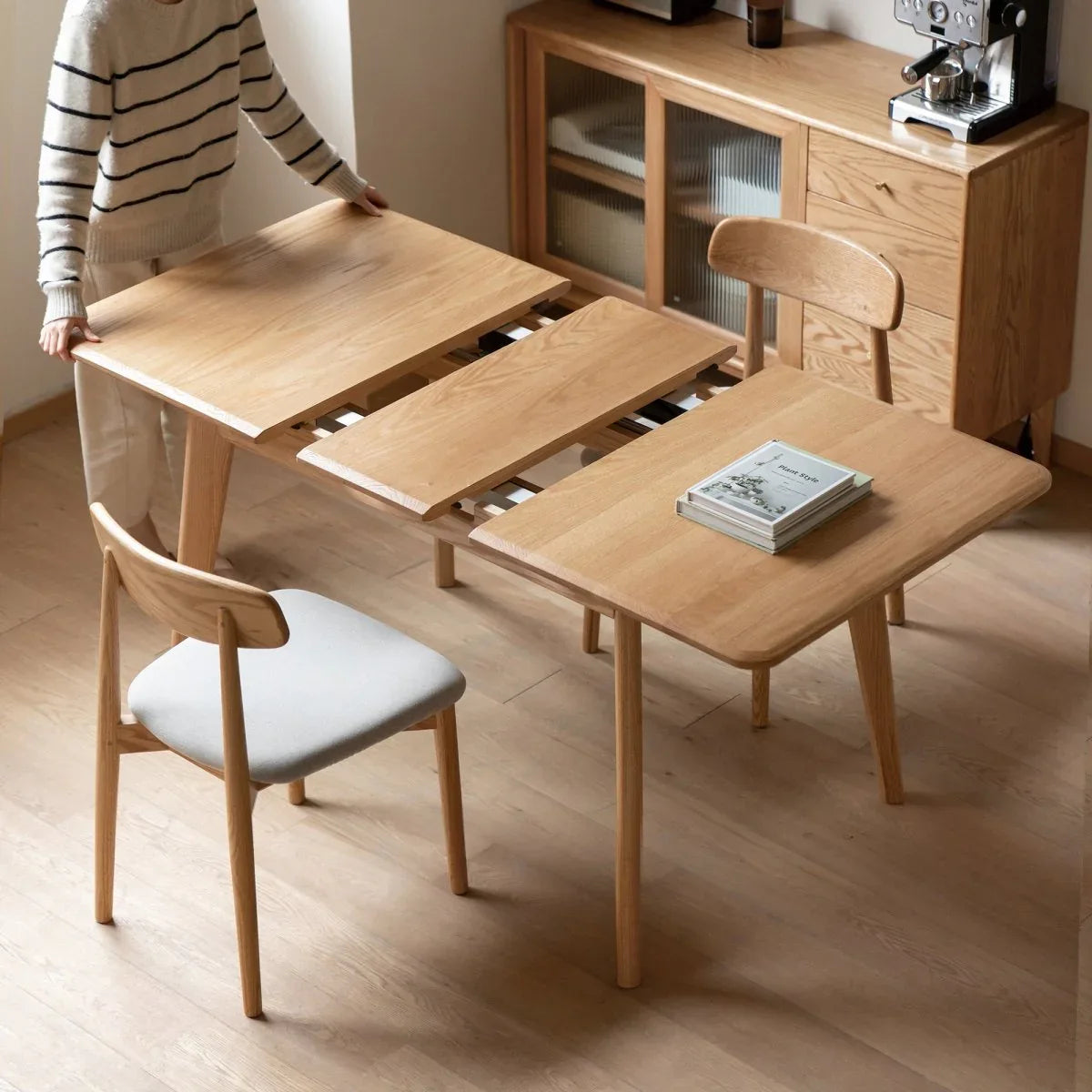 Solid Oak Extendable Dining Table With Metal Slide - Omega Lifestyles