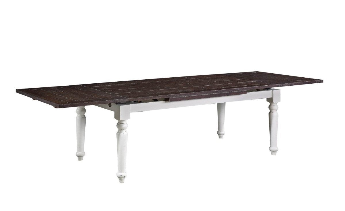 Solid Wood Brown And White Extendable Dining Table - Dreamtide - Omega Lifestyles