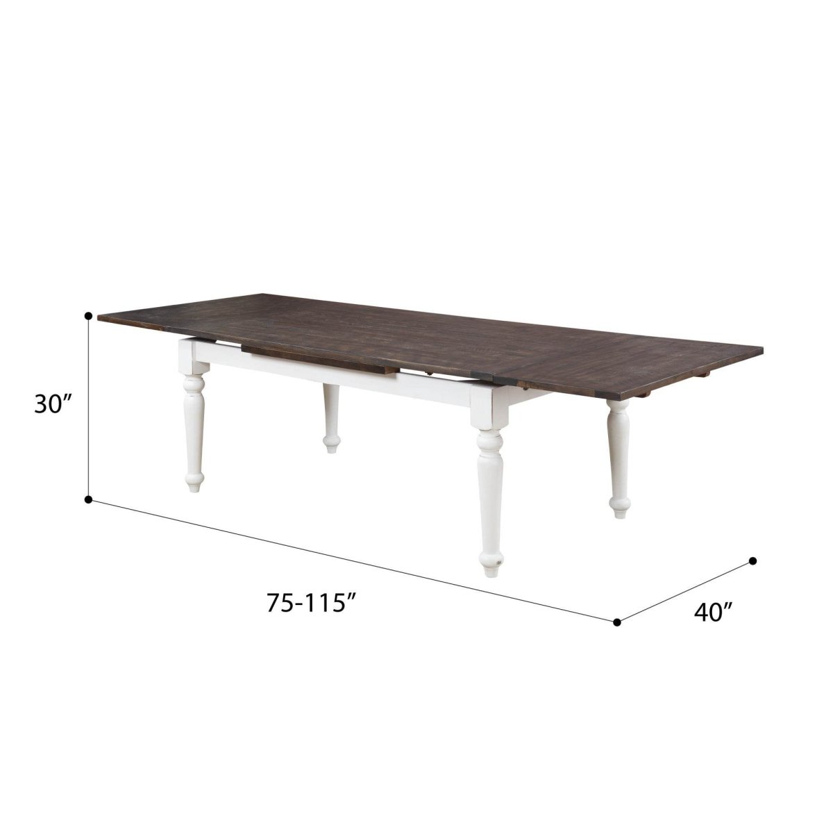 Solid Wood Brown And White Extendable Dining Table - Dreamtide - Omega Lifestyles