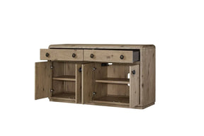 Solid Wood Oak Veneer Storage Server Cabinet With Drawers - Omega Lifestyles