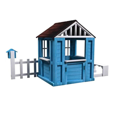 Solid Wood Outdoor Kids Playhouse With Picnic Bench - Omega Lifestyles