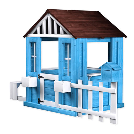 Solid Wood Outdoor Kids Playhouse With Picnic Bench - Omega Lifestyles