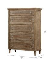 Solid Wood Taupe 5 - Drawer Chest Dresser - Dreamtide - Omega Lifestyles