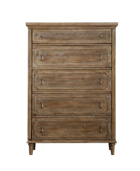 Solid Wood Taupe 5 - Drawer Chest Dresser - Dreamtide - Omega Lifestyles