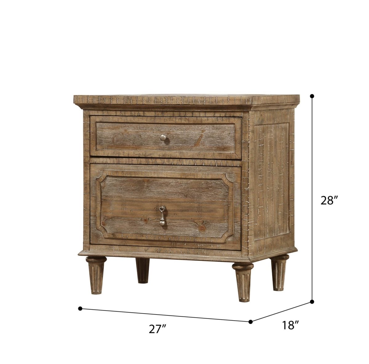 Solid Wood Taupe Rustic Casual 2 - Drawer Nightstand - Dreamtide - Omega Lifestyles