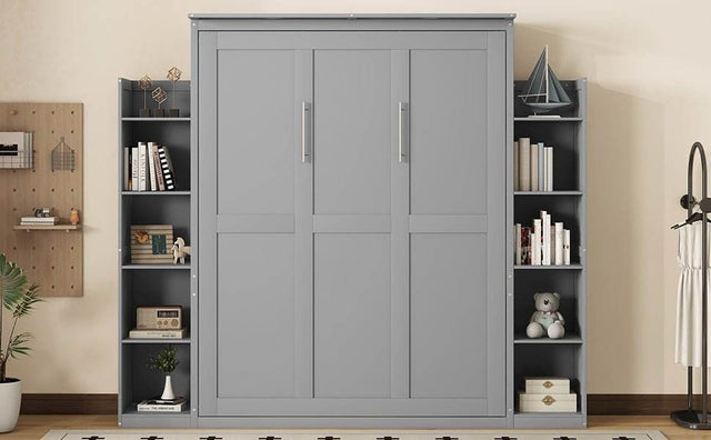 Space-Saving Queen Murphy Bed With Shelves And LED Lights - Omega Lifestyles