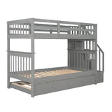 Stairway Twin - Over - Twin Solid Wood Bunk Bed With Trundle - Dreamtide - Omega Lifestyles