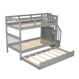 Stairway Twin - Over - Twin Solid Wood Bunk Bed With Trundle - Dreamtide - Omega Lifestyles