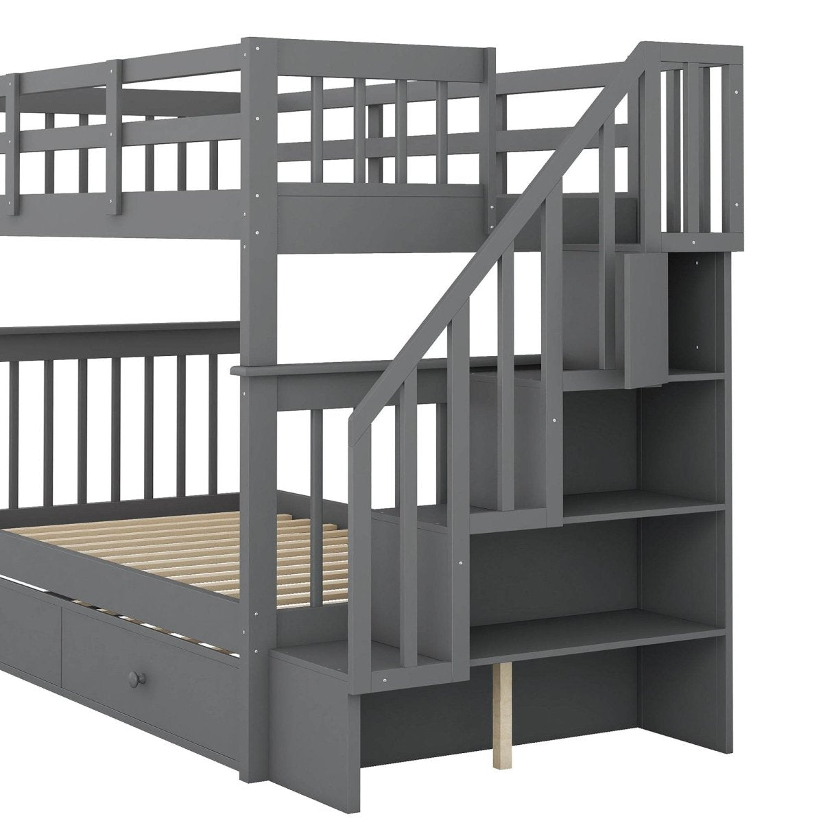 Stairway Twin - Over - Twin Solid Wood Bunk Bed With Trundle - Dreamtide - Omega Lifestyles