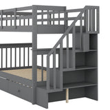 Stairway Twin - Over - Twin Solid Wood Bunk Bed With Trundle - Dreamtide - Omega Lifestyles