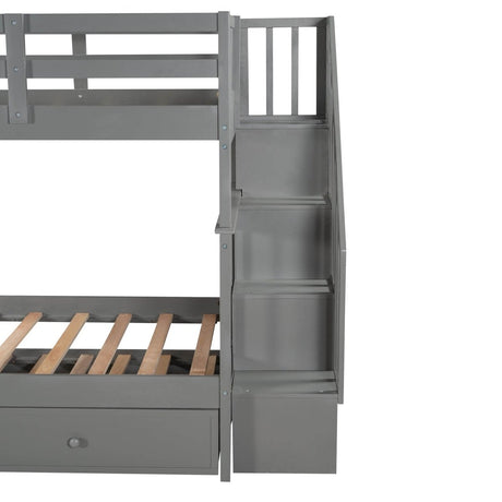 Stairway Twin - Over - Twin Solid Wood Bunk Bed With Trundle - Dreamtide - Omega Lifestyles