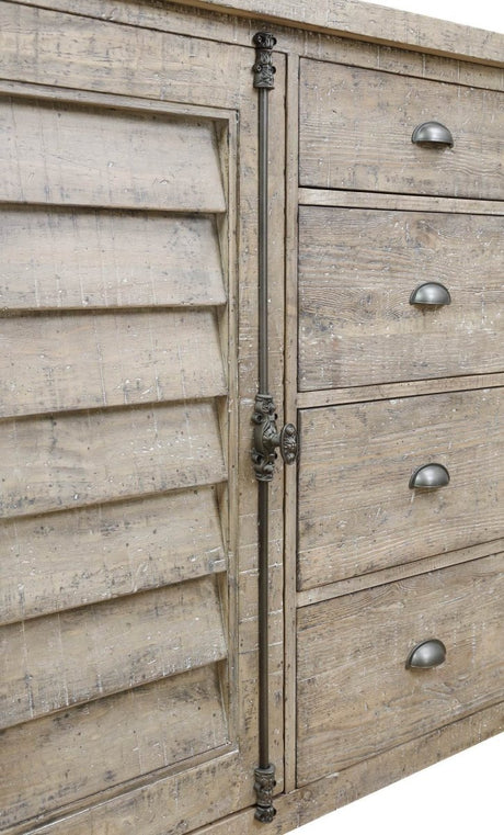 Taupe Engineered Wood Louvred Door Buffet Cabinet - Dreamtide - Omega Lifestyles