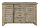 Taupe Engineered Wood Louvred Door Buffet Cabinet - Dreamtide - Omega Lifestyles