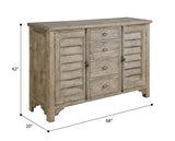 Taupe Engineered Wood Louvred Door Buffet Cabinet - Dreamtide - Omega Lifestyles