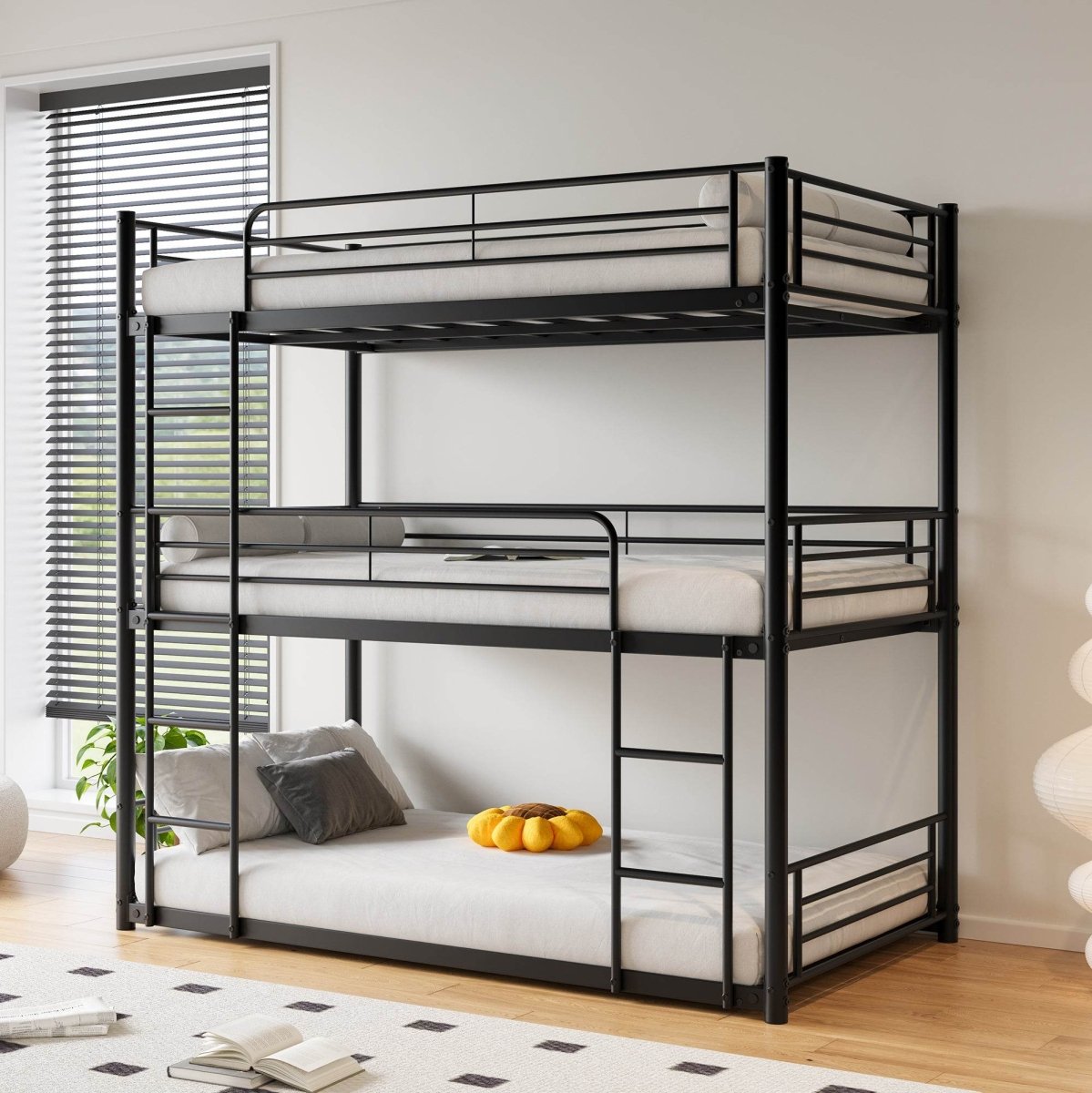 Triple Twin Metal Twin Size Bunk Bed Frame - Dreamtide - Omega Lifestyles