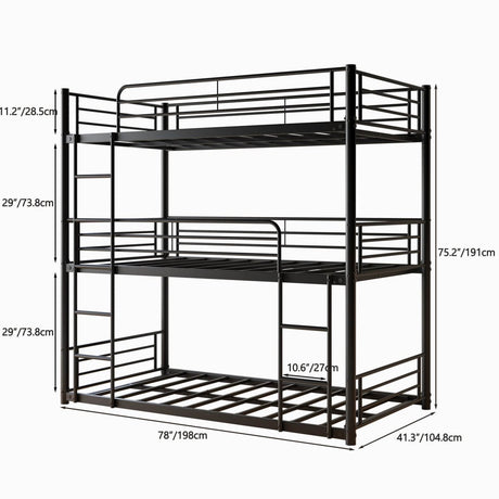 Triple Twin Metal Twin Size Bunk Bed Frame - Dreamtide - Omega Lifestyles