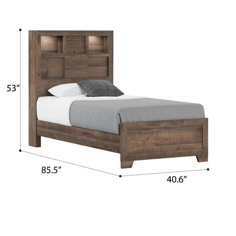 Twin Brown Engineered Wood Bookcase Bed Frame - Dreamtide - Omega Lifestyles