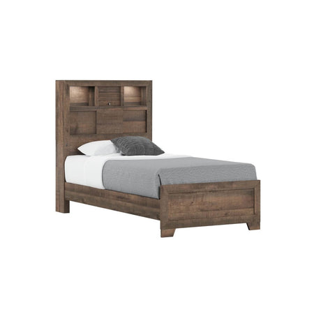 Twin Brown Engineered Wood Bookcase Bed Frame - Dreamtide - Omega Lifestyles
