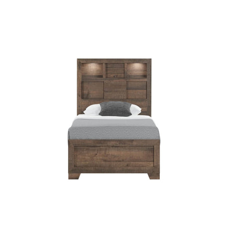Twin Brown Engineered Wood Bookcase Bed Frame - Dreamtide - Omega Lifestyles