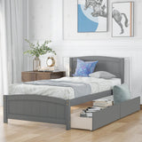 Twin Minimalistic Solid Pine Wood Platform Bed With Drawers - Dreamtide - Omega Lifestyles