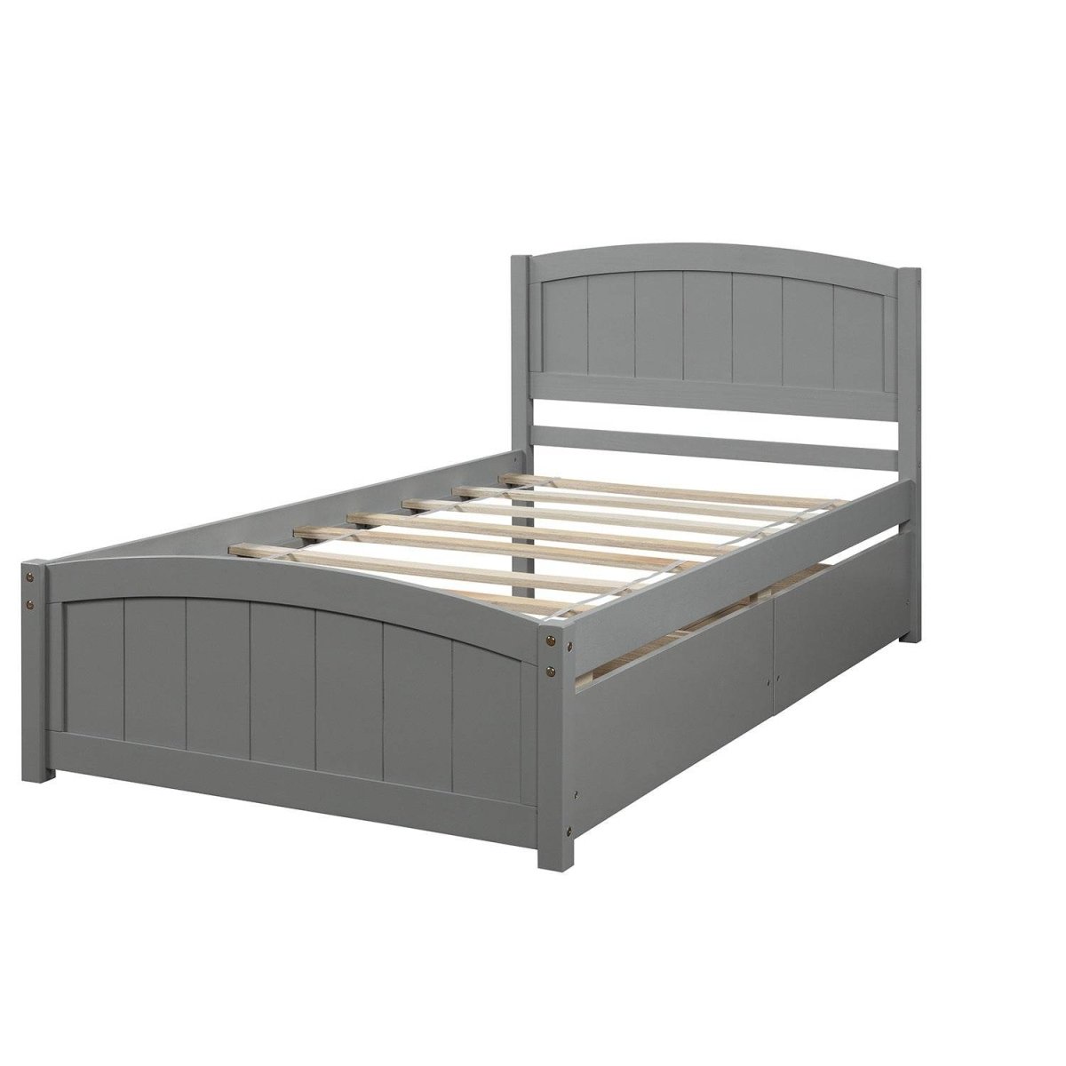 Twin Minimalistic Solid Pine Wood Platform Bed With Drawers - Dreamtide - Omega Lifestyles