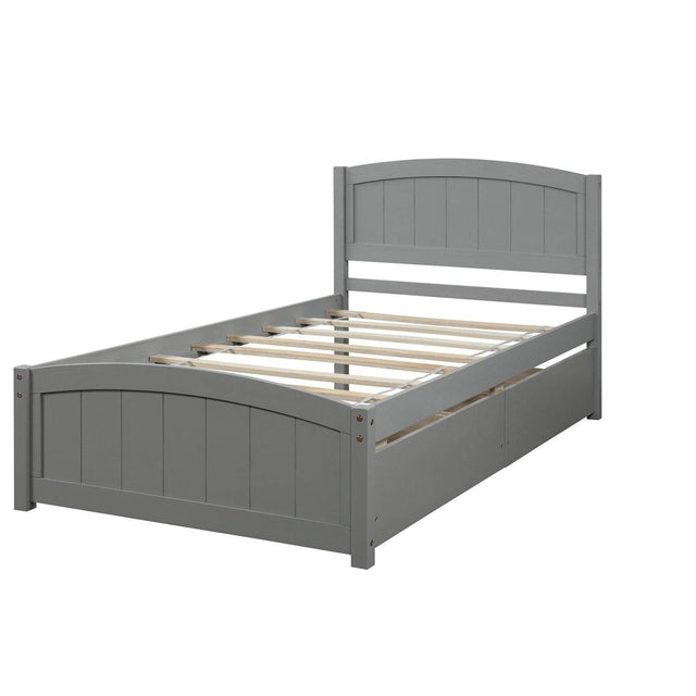 Twin Minimalistic Solid Pine Wood Platform Bed With Drawers - Dreamtide - Omega Lifestyles