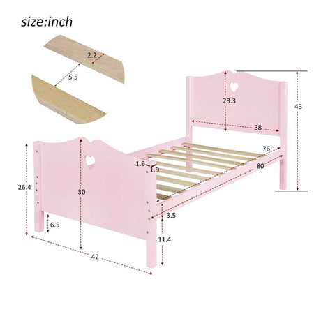 Twin Solid Wood Pink Platform Bed Frame - Dreamtide - Omega Lifestyles