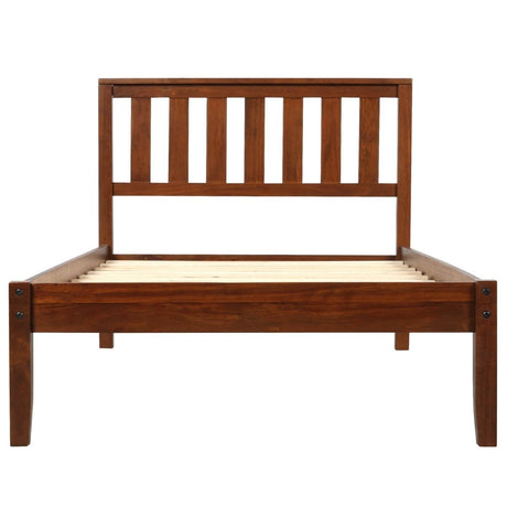 Twin Solid Wood Walnut Platform Bed With Headboard - Dreamtide - Omega Lifestyles