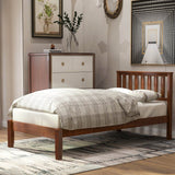 Twin Solid Wood Walnut Platform Bed With Headboard - Dreamtide - Omega Lifestyles
