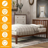 Twin Solid Wood Walnut Platform Bed With Headboard - Dreamtide - Omega Lifestyles