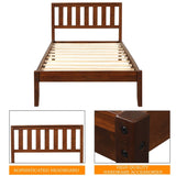 Twin Solid Wood Walnut Platform Bed With Headboard - Dreamtide - Omega Lifestyles