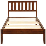 Twin Solid Wood Walnut Platform Bed With Headboard - Dreamtide - Omega Lifestyles