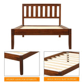 Twin Solid Wood Walnut Platform Bed With Headboard - Dreamtide - Omega Lifestyles