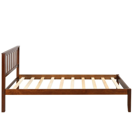 Twin Solid Wood Walnut Platform Bed With Headboard - Dreamtide - Omega Lifestyles
