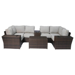 10-Piece Modular Wicker Patio Seating Set With Cushions - Omega Lifestyles
